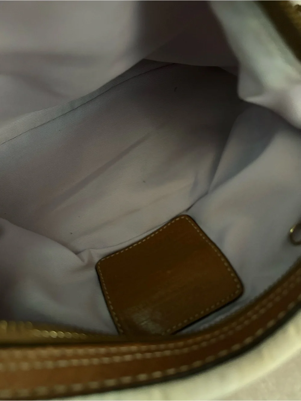 Coach Cream Shoulder Bag with Brown Leather Trim and Lavender Tag - Picture 7 of 8